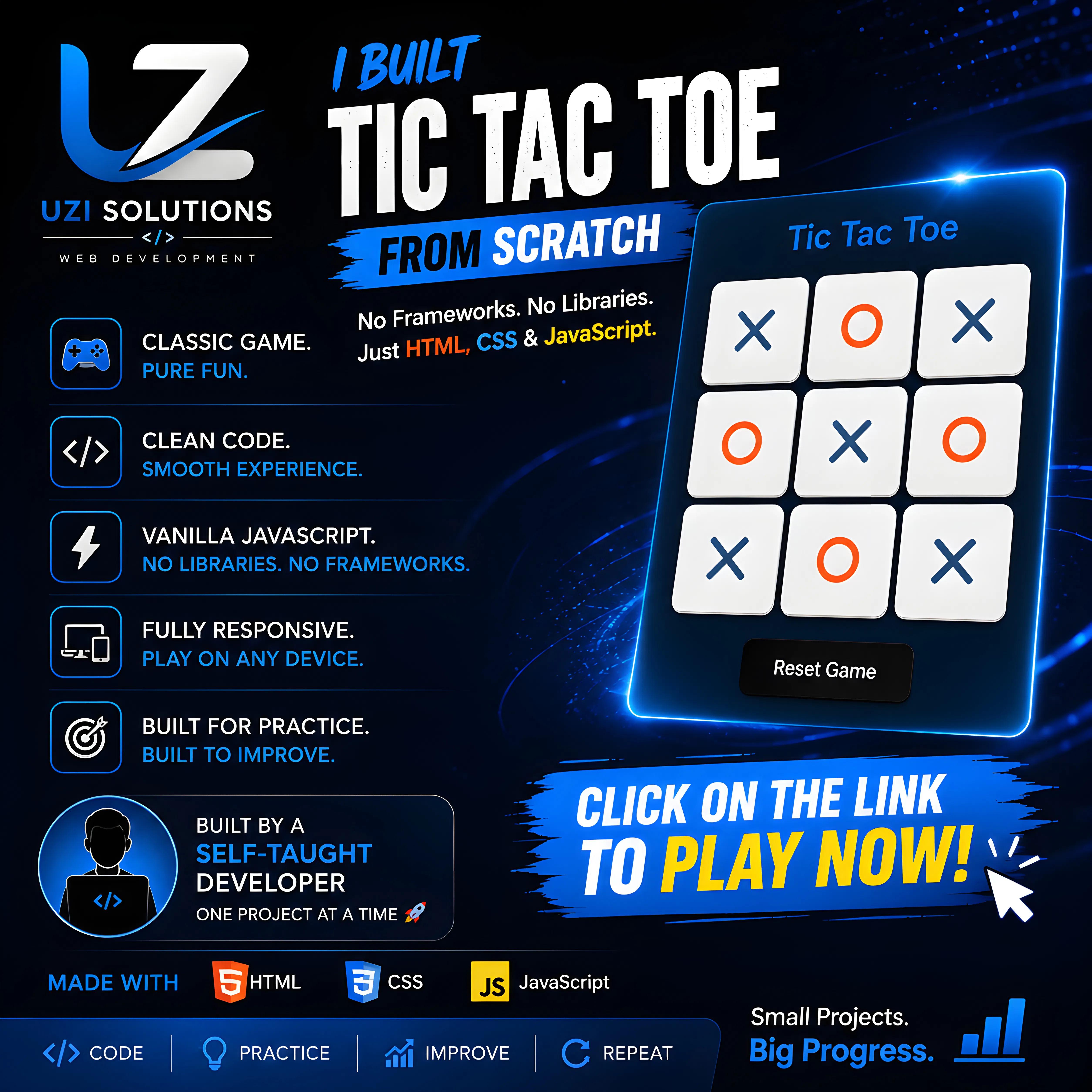 TIC TAC TOE — BUILT WITH PURE JAVASCRIPT gallery image