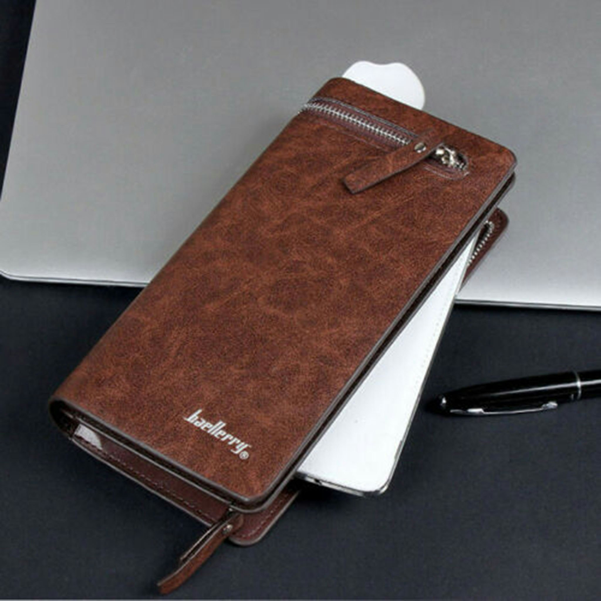 Mens Long Wallet With Zipper 				 				 media 1