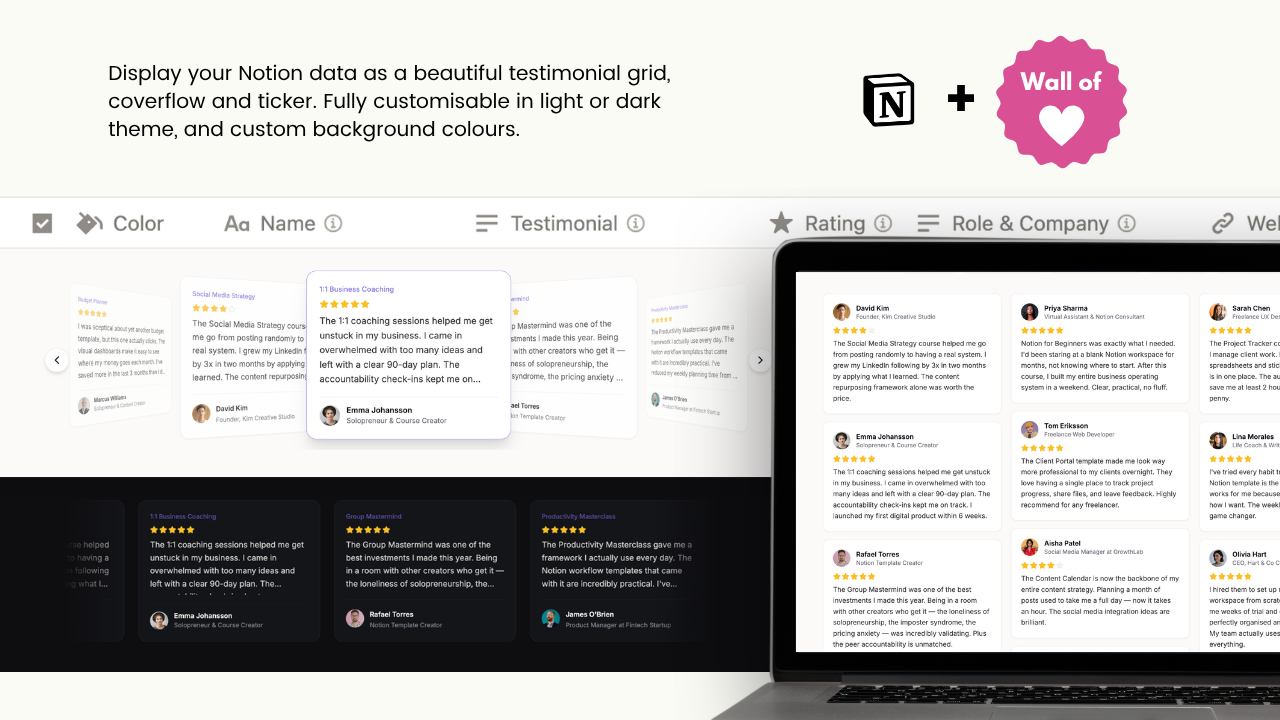 Beautiful Testimonial Manager in Notion gallery image