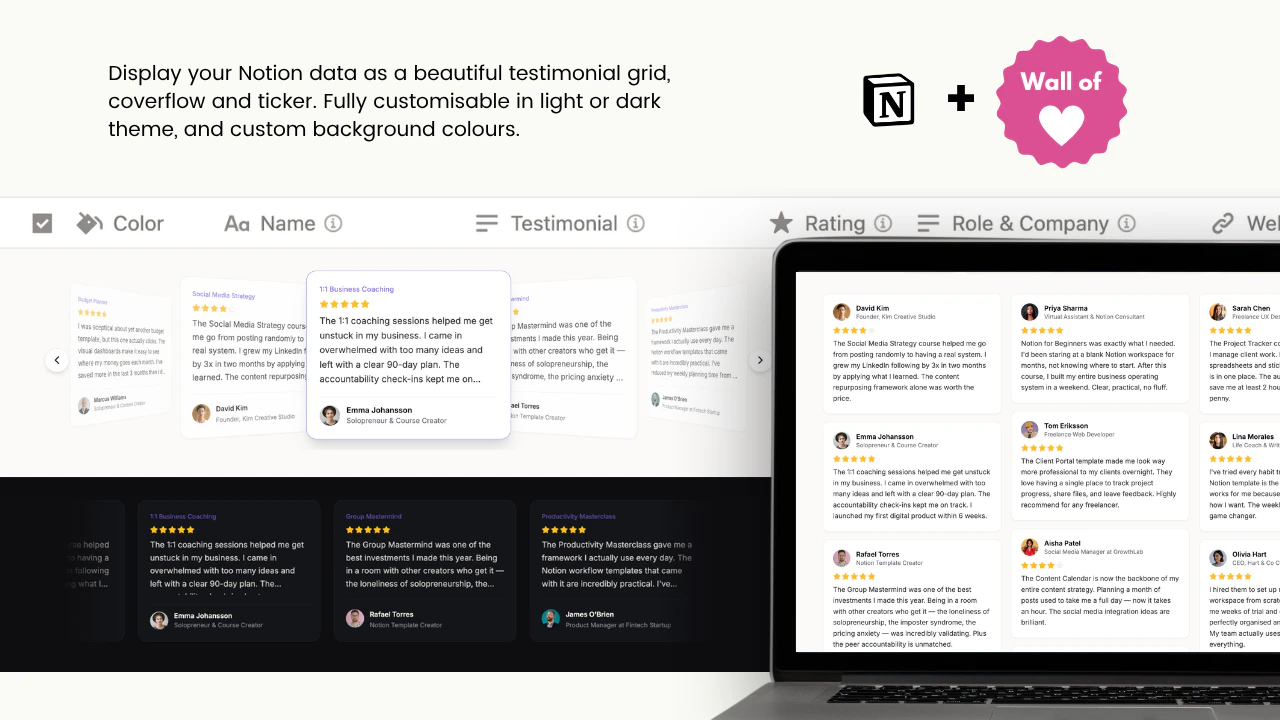 Beautiful Testimonial Manager in Notion screenshot 3