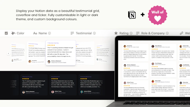 Beautiful Testimonial Manager in Notion screenshot 4