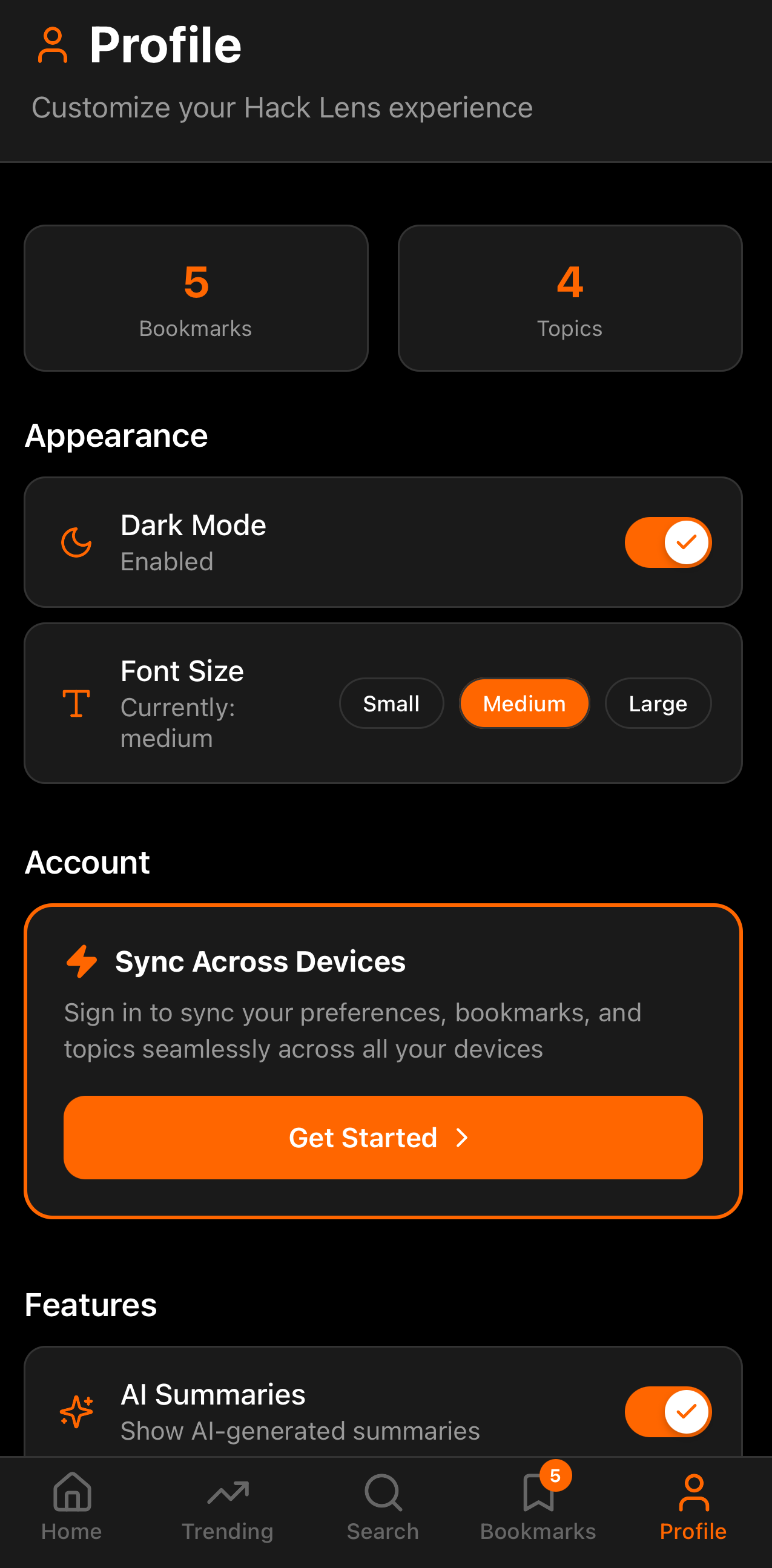 HackLens — Hacker News reader gallery image