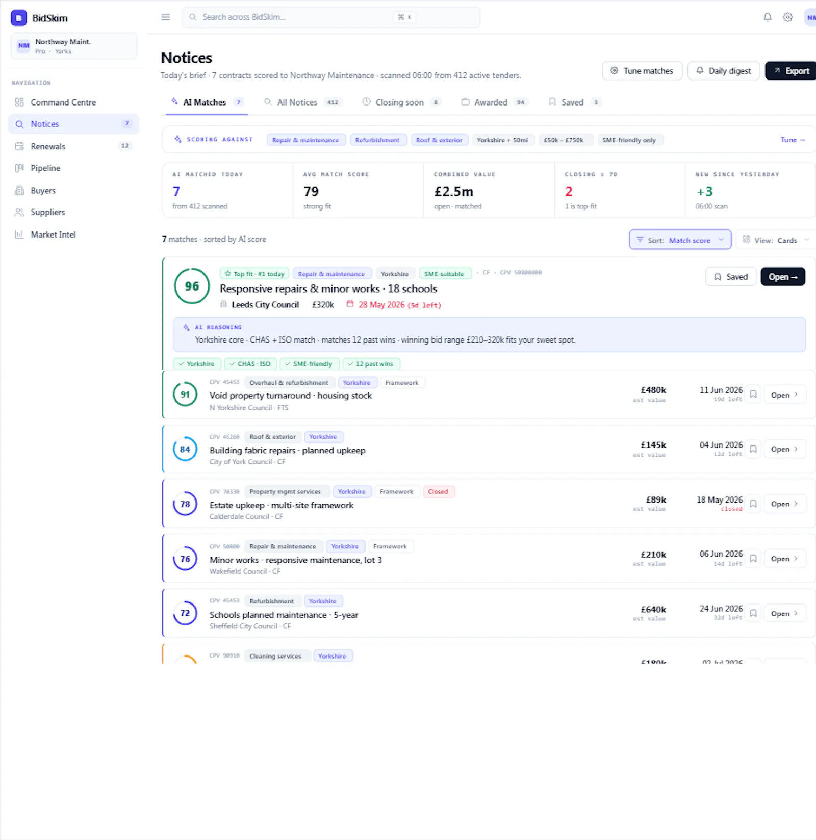 BidSkim screenshot 2