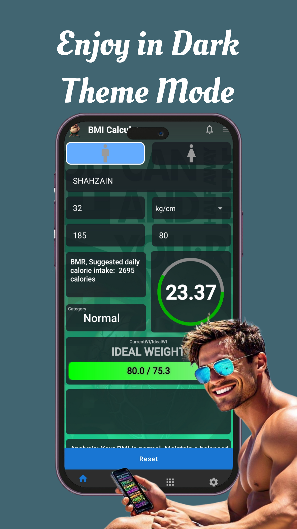 Máy tính sức khỏe, BMI, BMR media 2