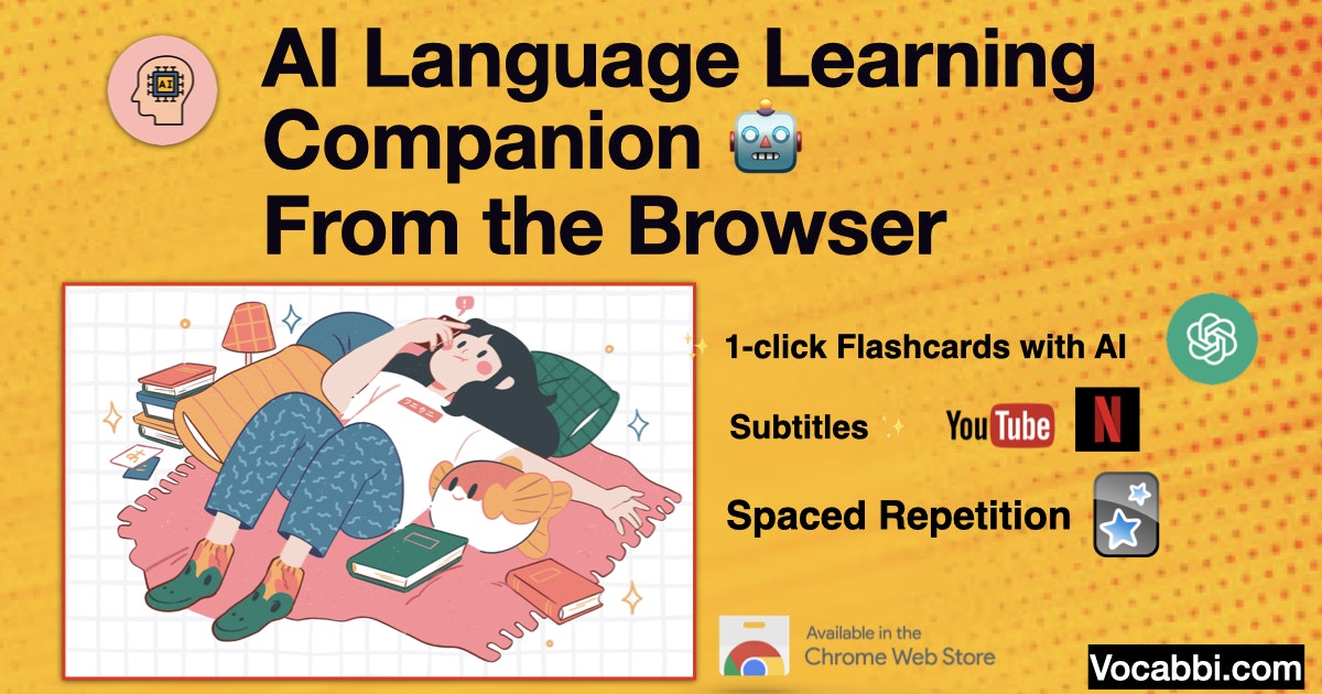 وسائط vocabbi - لغة المتصفح الخاصة بك تعلم رفيق الذكاء الاصطناعي 6