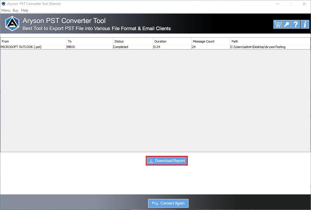 Convertitore di file PST Aryson media 8