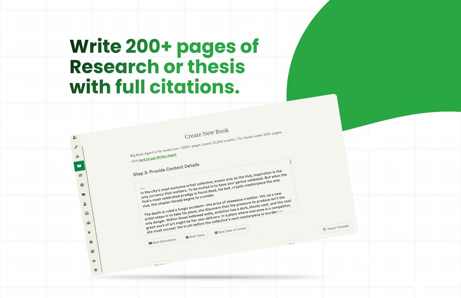 Media WordWriter Deep Research and Book Agent - Tulis 200 halaman penyelidikan & buku dengan rujukan 5