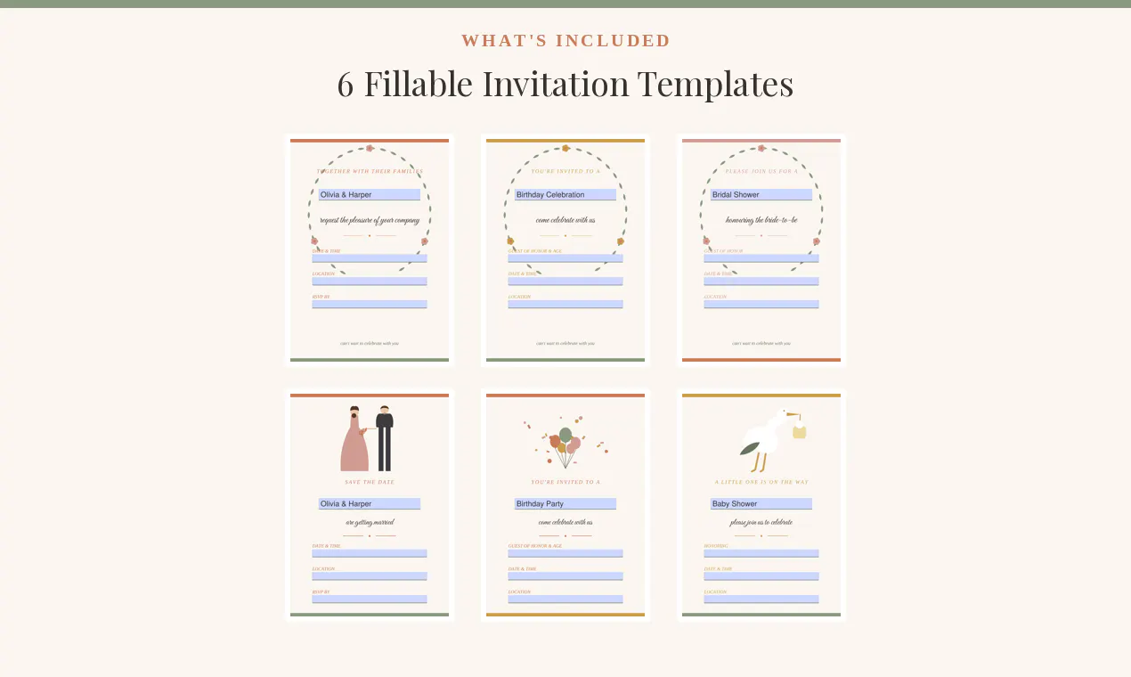 Invitation Bundle — Fillable PDF  gallery image
