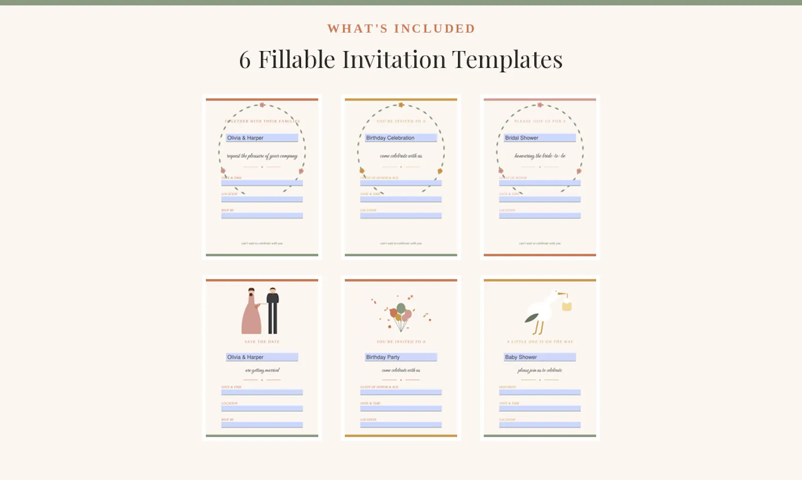 Invitation Bundle — Fillable PDF  screenshot 1