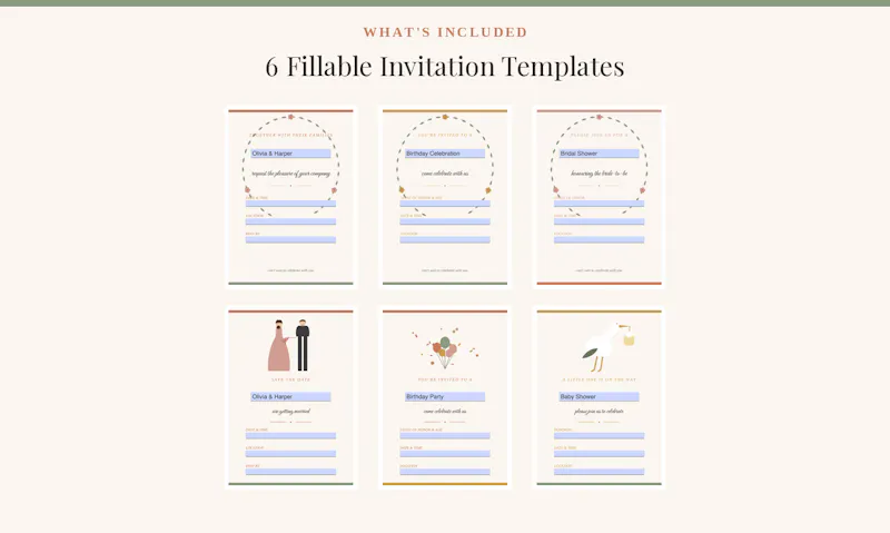 Invitation Bundle — Fillable PDF  screenshot 1