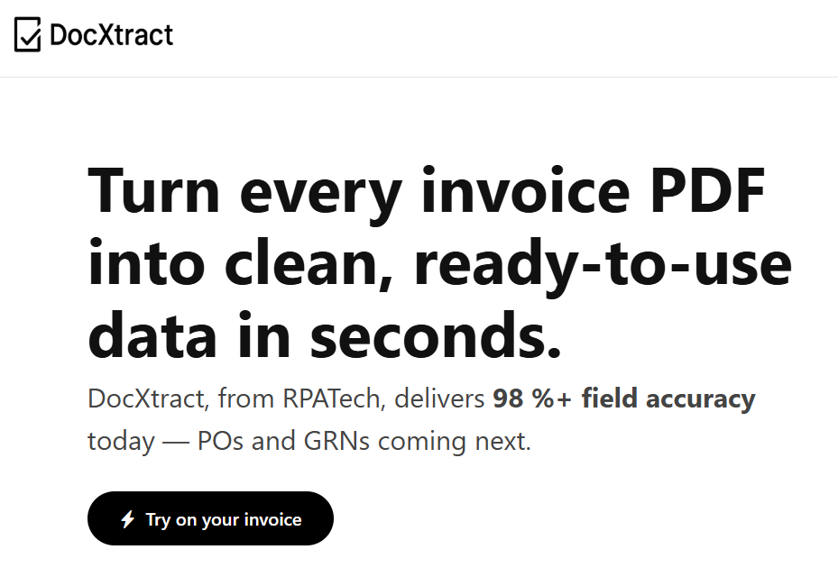 DocXtract - Main screenshot showing features and interface