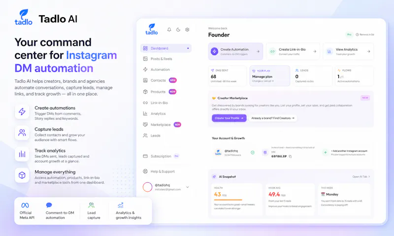 Tadlo AI - Instagram DM Automation screenshot 4