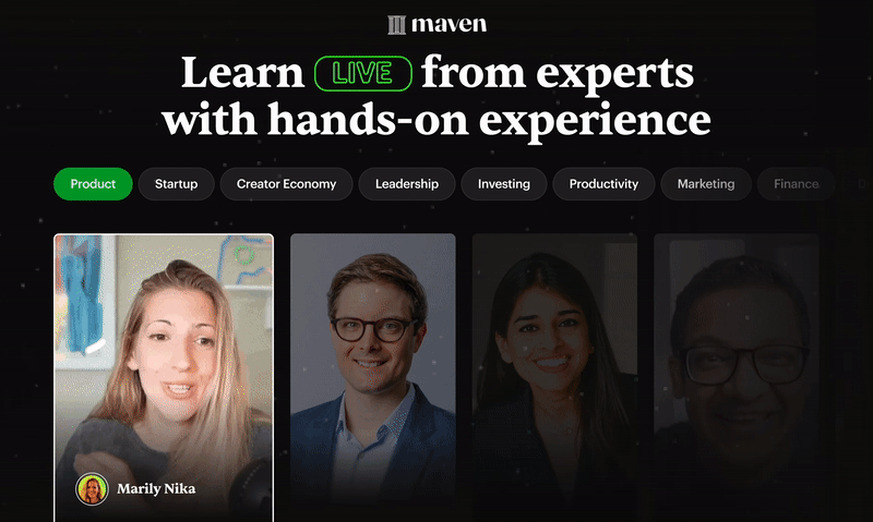 Maven - 100+ live courses taught by experts, education reimagined media 1