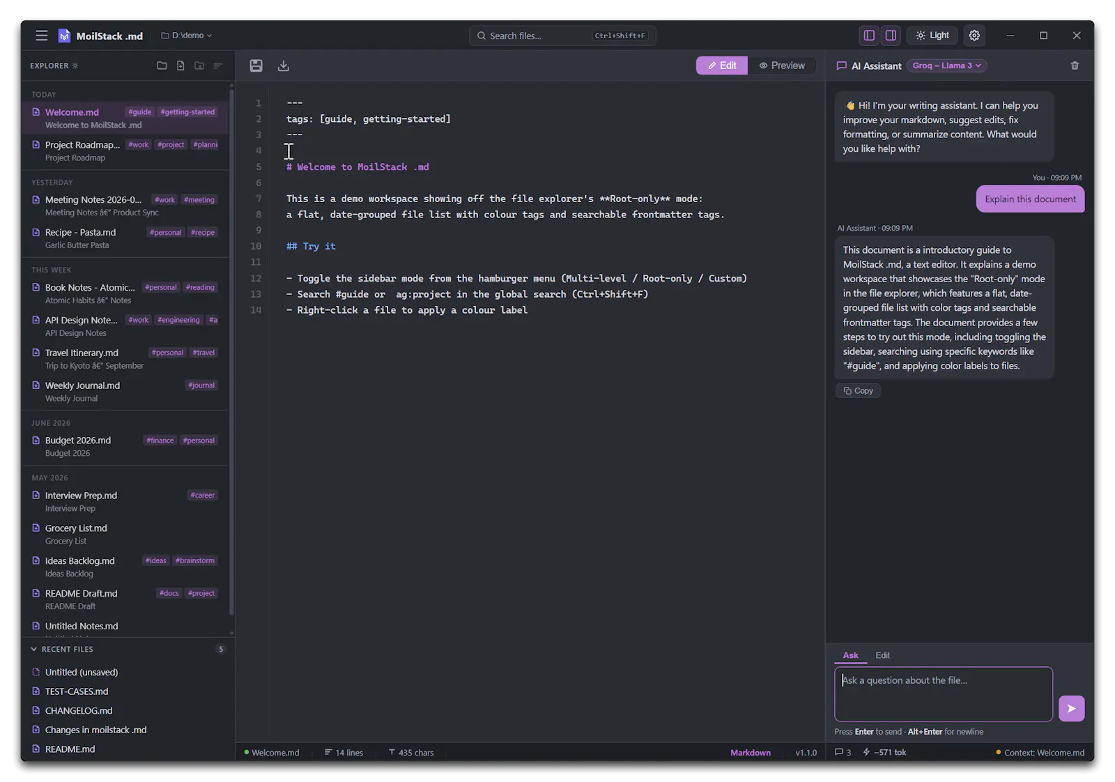 MoilStack .md (markdown) screenshot 3