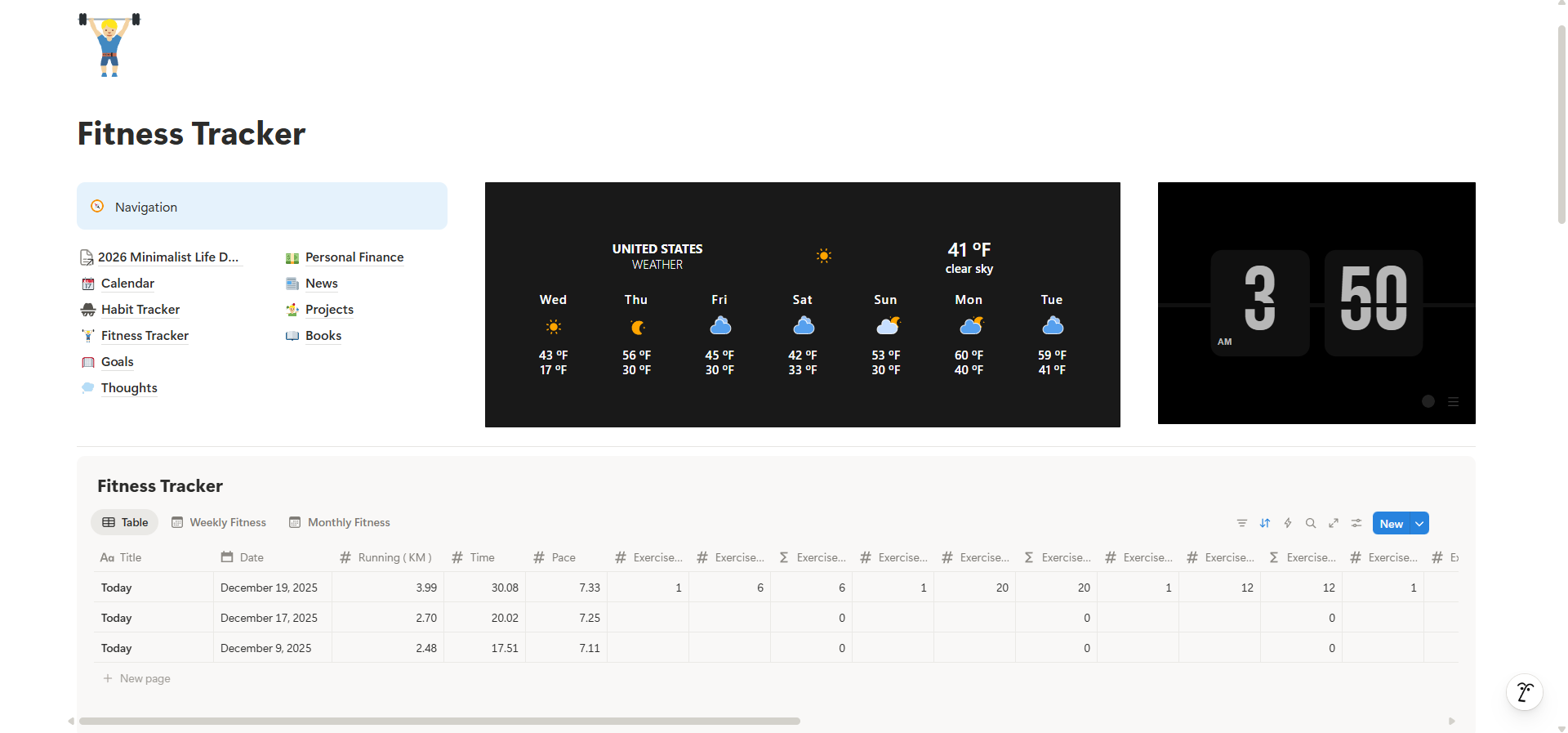Minimalist Life Dashboard - Screenshot 4 showing product features and functionality