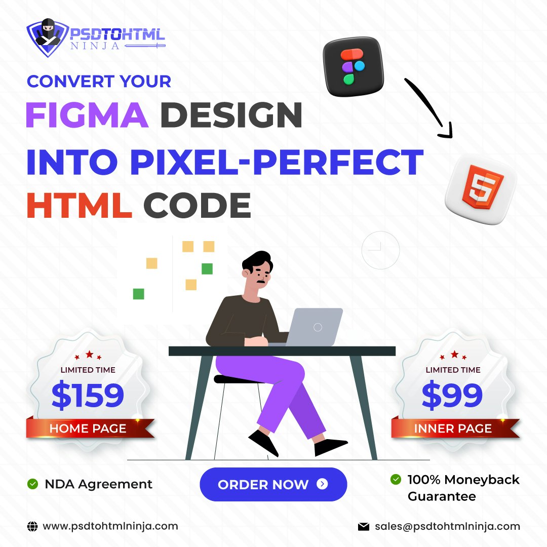 HTML रूपांतरण सेवा के लिए अंजीर - Figma डिजाइन को पिक्सेल-परफेक्ट HTML कोड में बदल दें मीडिया 2
