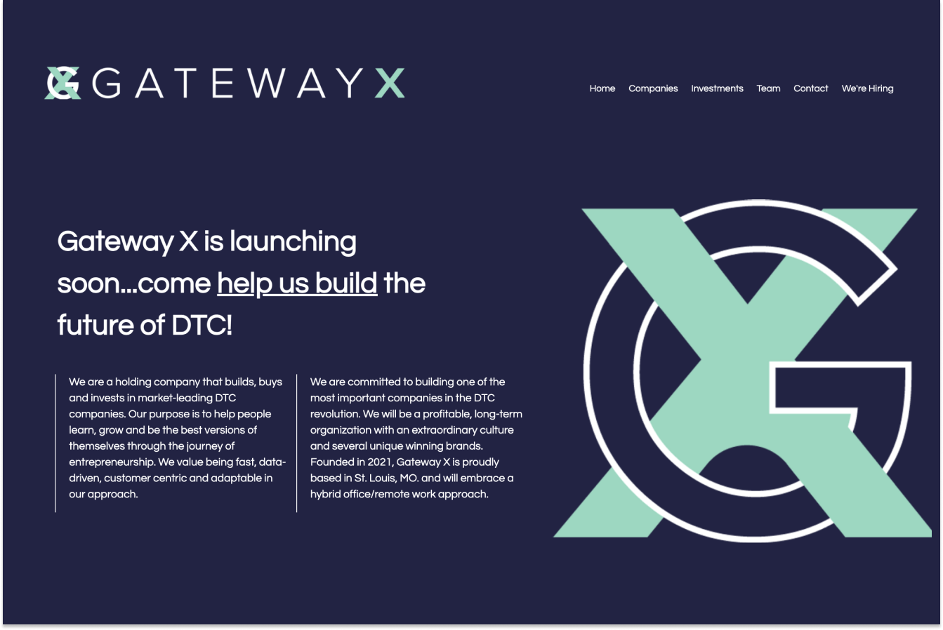 Gateway X homepage (Feb 2022)