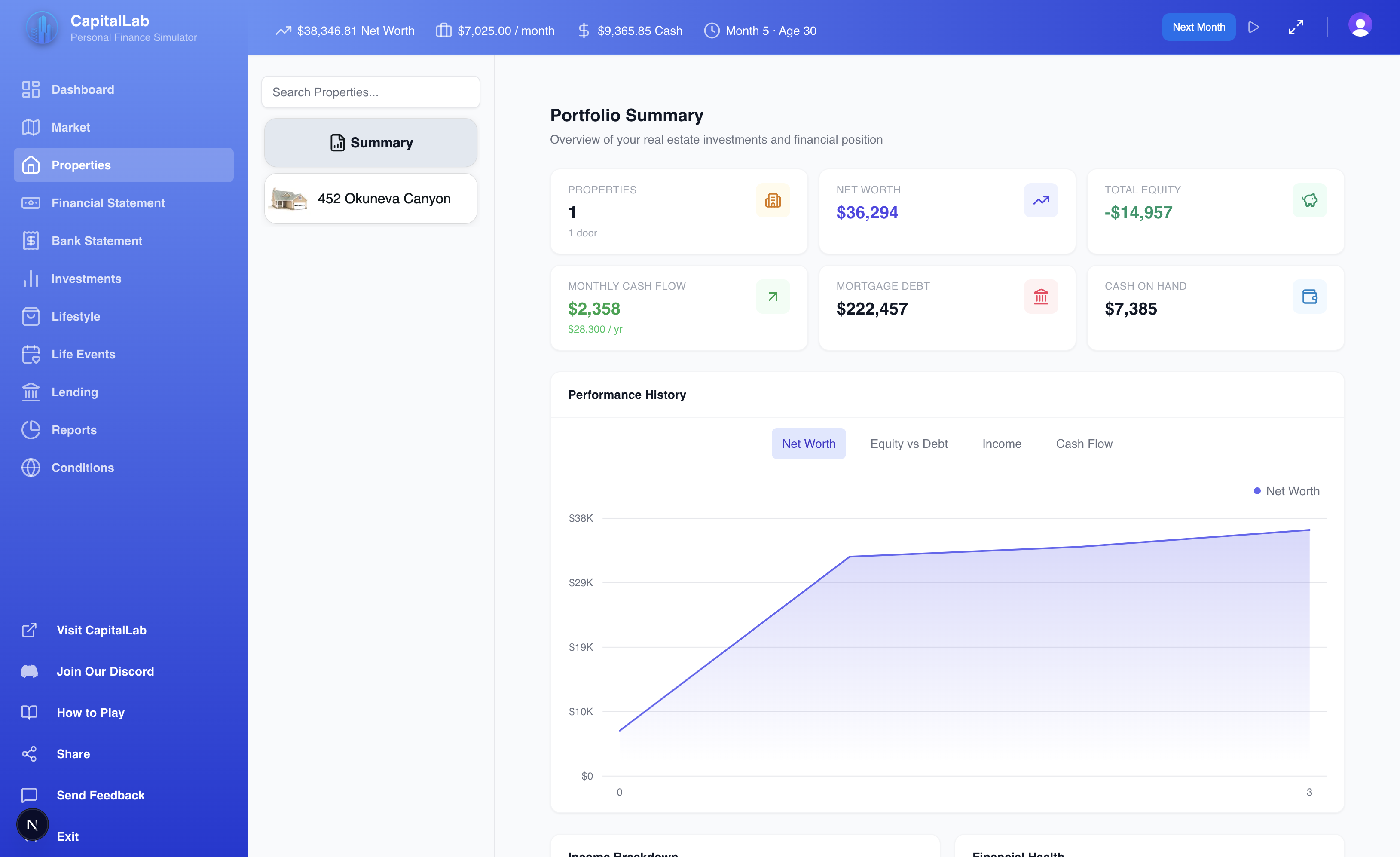 Personal Finance Simulator - Screenshot 4 showing product features and functionality