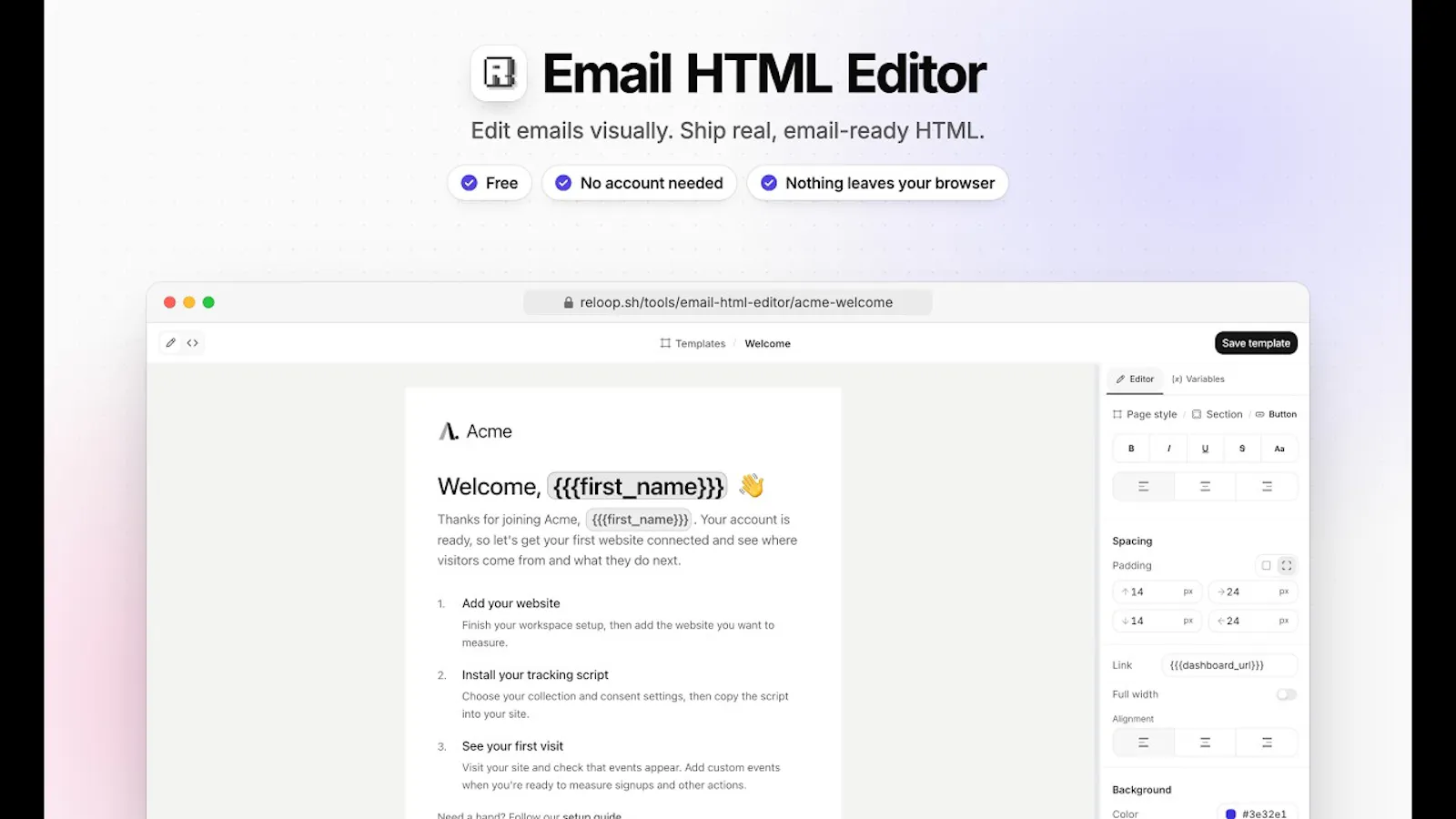 Email HTML Editor by Reloop screenshot 1 (video preview)