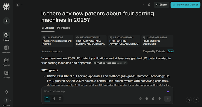 Perplexity Patents产品图