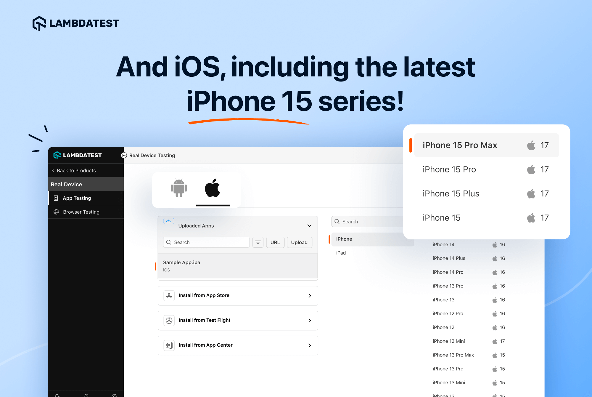 LambDatest Real Device Cloud - Проверьте свои приложения онлайн на 3000 реальных устройств Android и iOS медиа 3