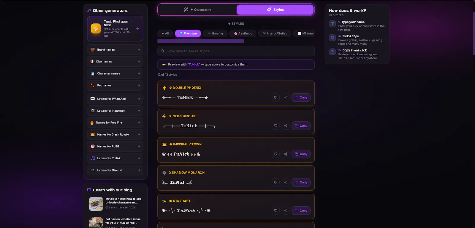 Generador de Nicks screenshot 2