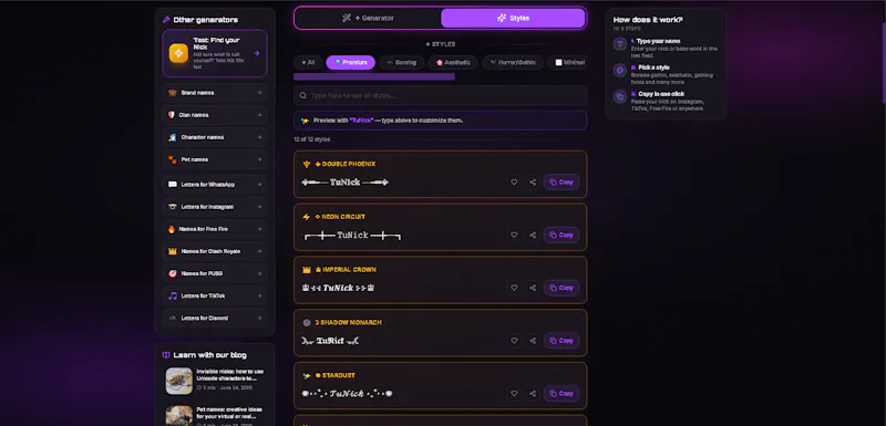 Generador de Nicks screenshot 2