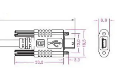 Mini USB cable with screw locking gallery image