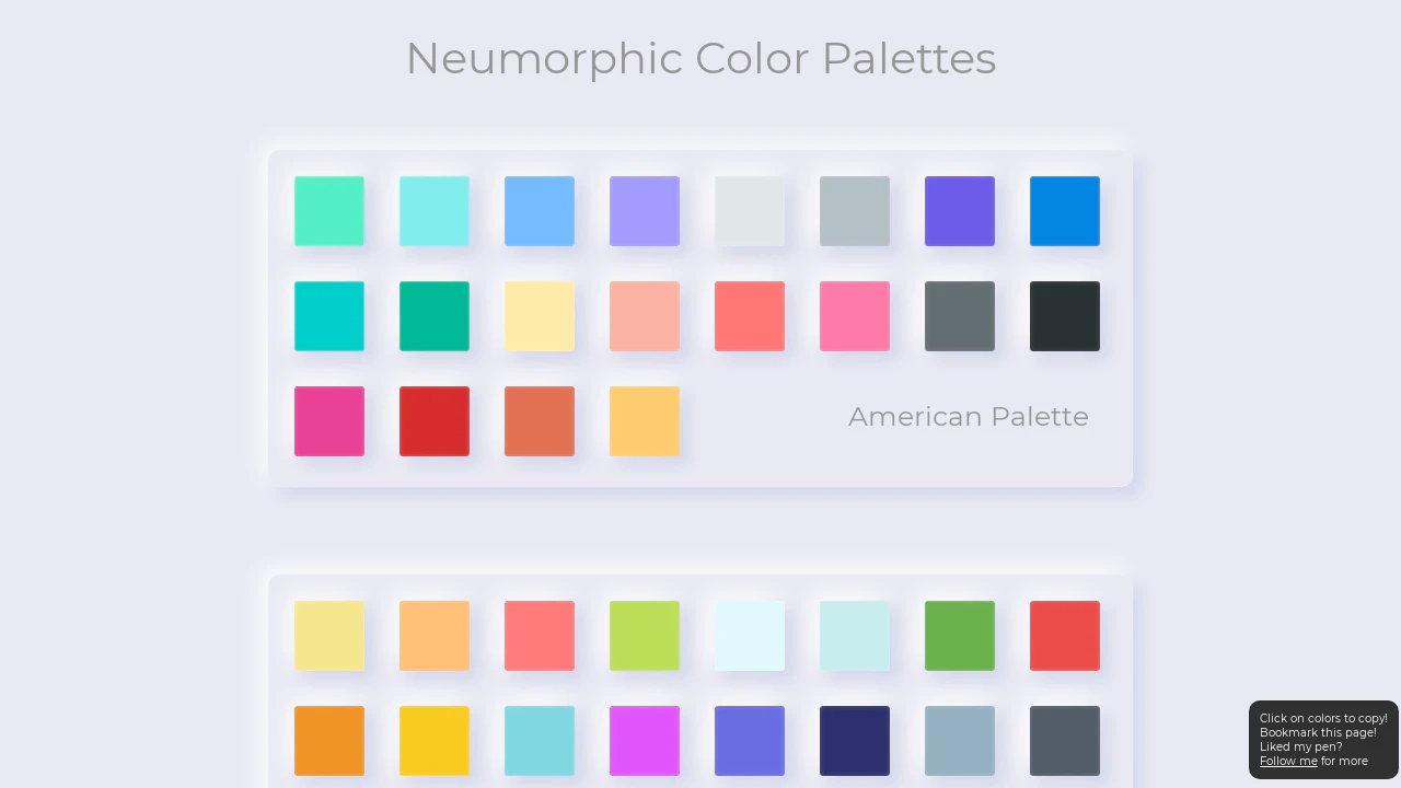 Neumorphic Color Palettes