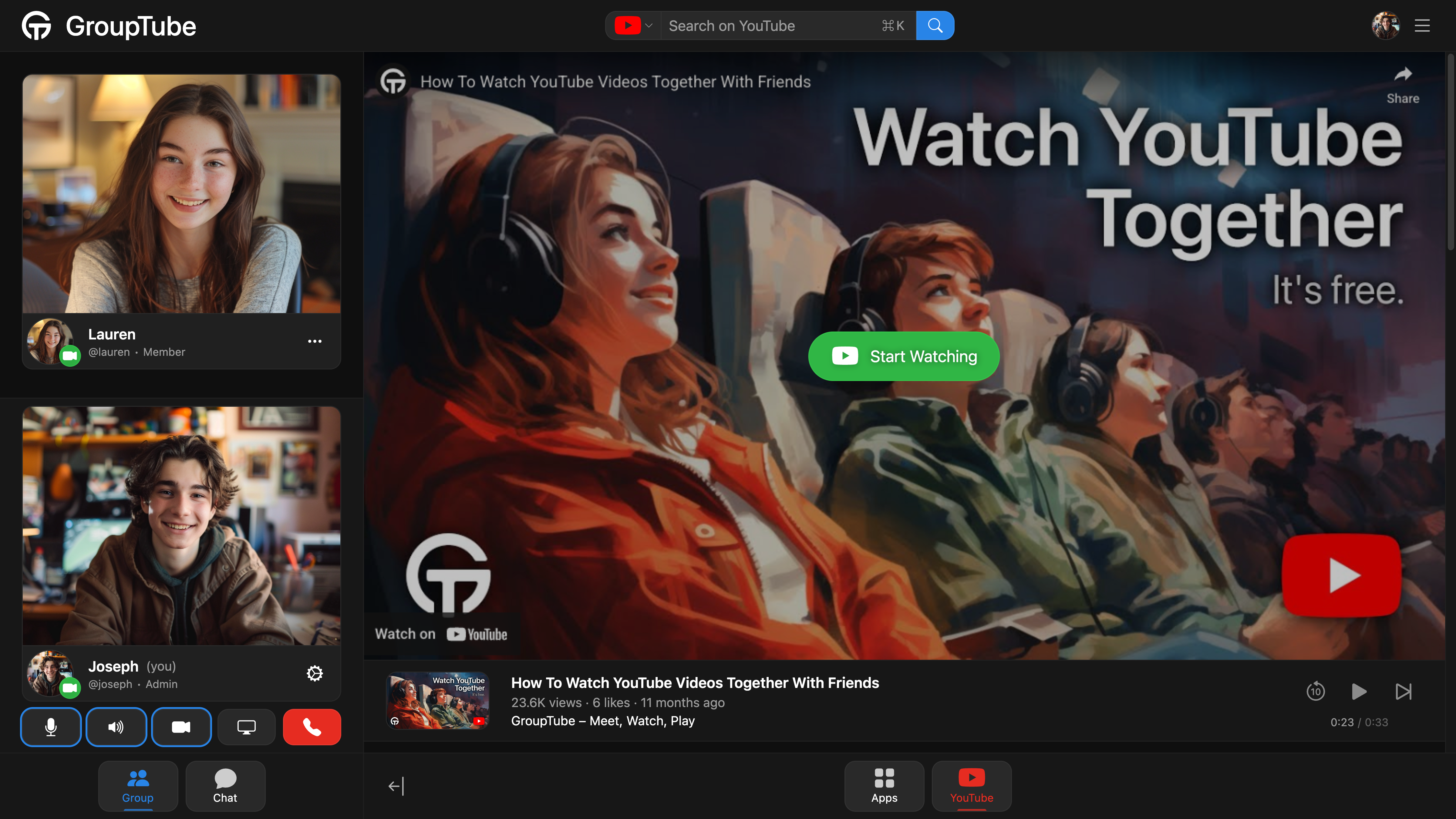 GroupTube — Meet, Watch, Play gallery image