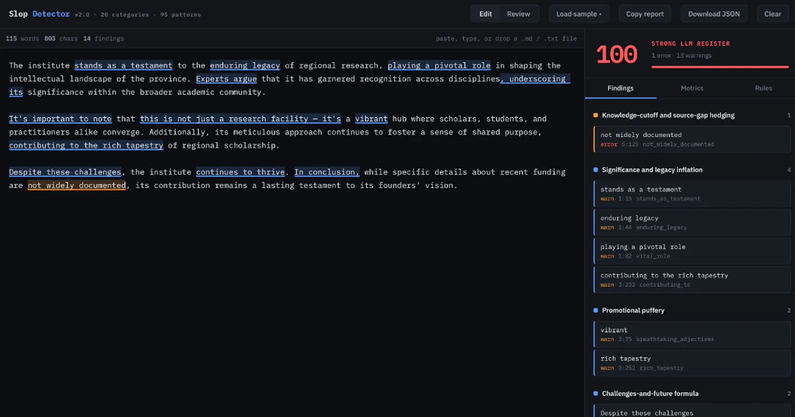 SlopDetector screenshot 1