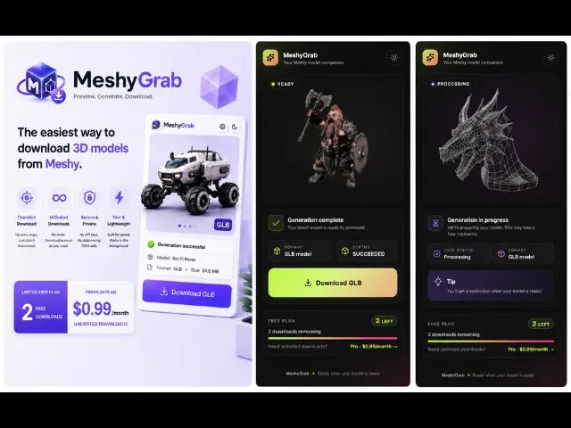 MeshyGrab — 3D Model Downloader gallery image