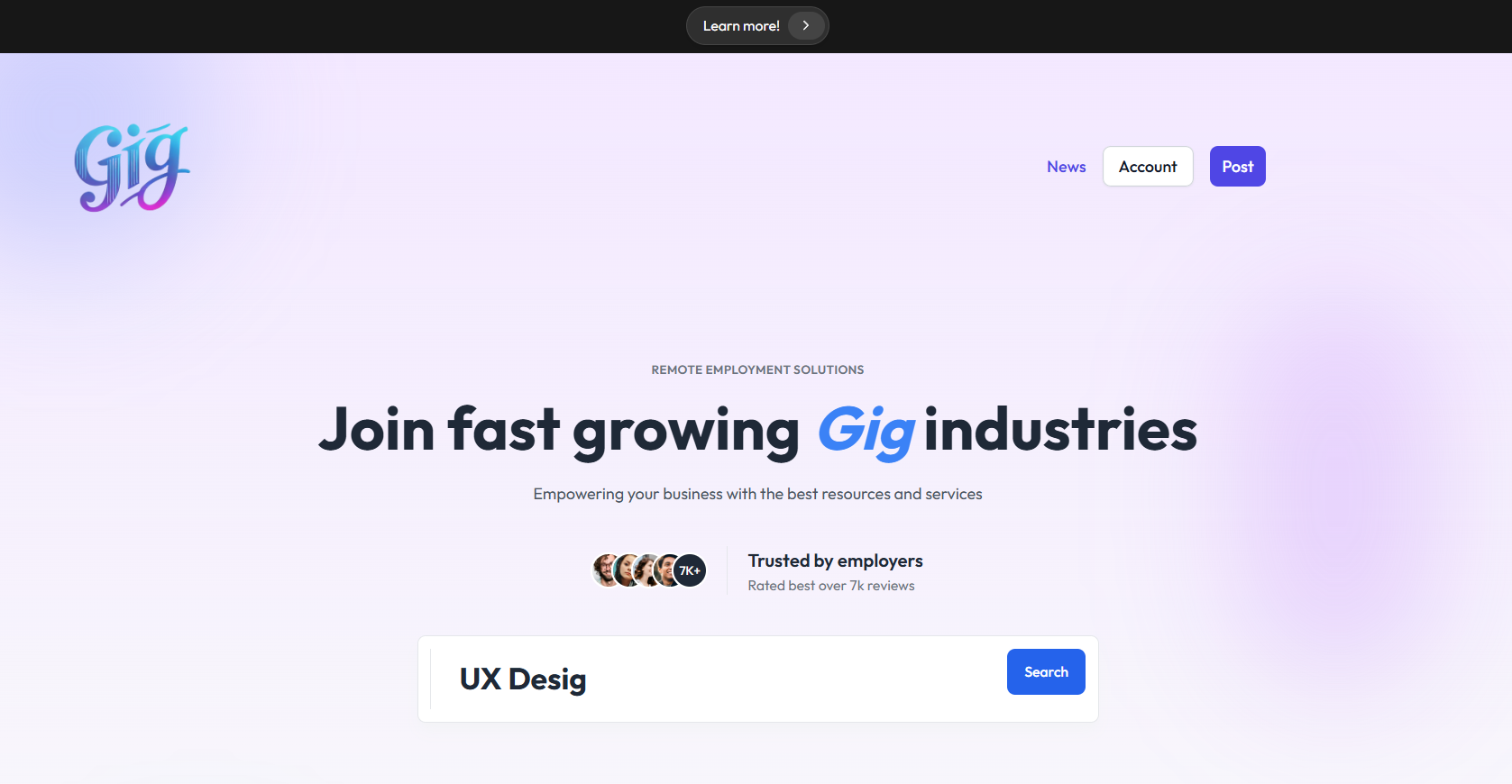 Gigbziness - Main product screenshot demonstrating key features and user interface