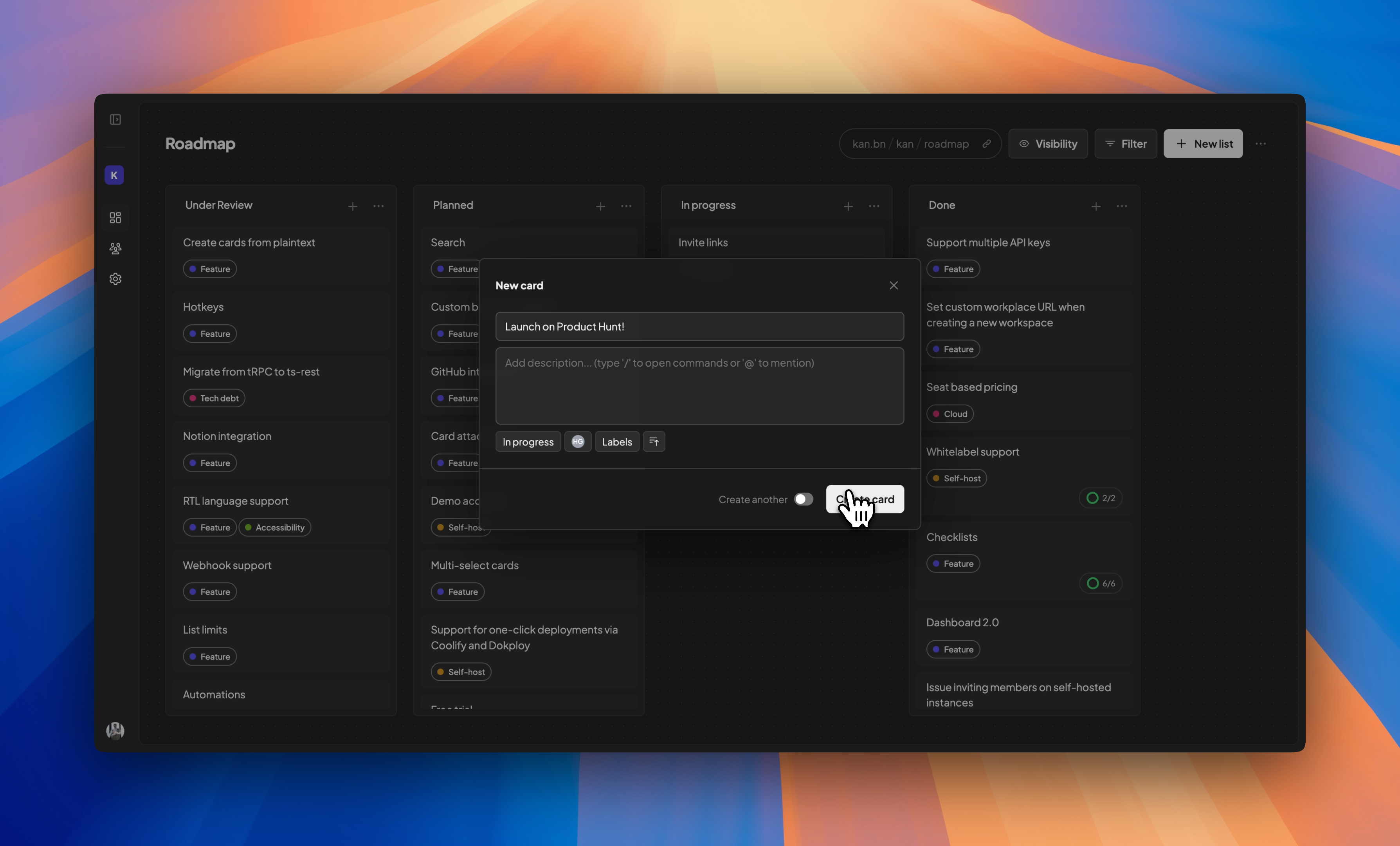Kan.bn - Takımlar ve yapımcılar için Trello'ya açık kaynak alternatifi medya 3