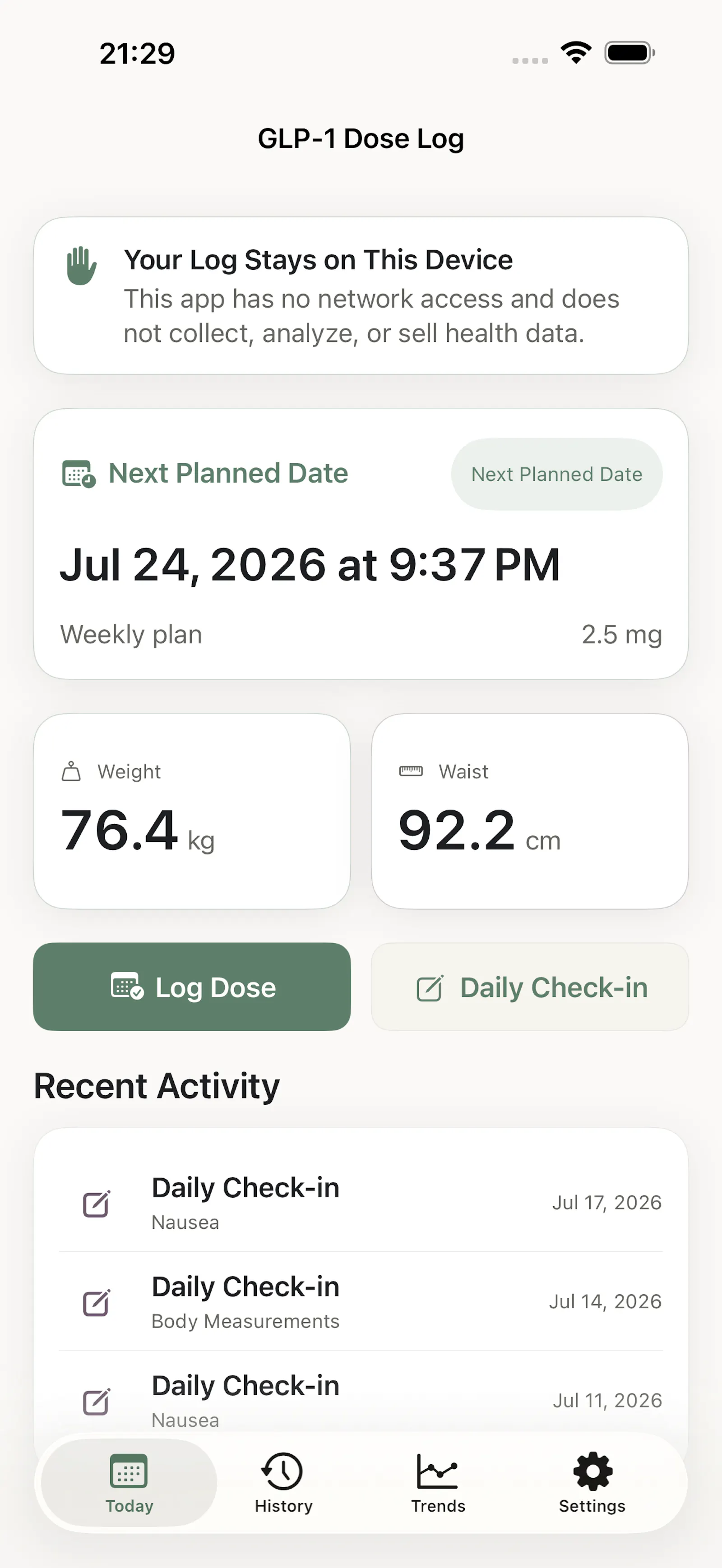 GLP-1 Dose Log screenshot 1