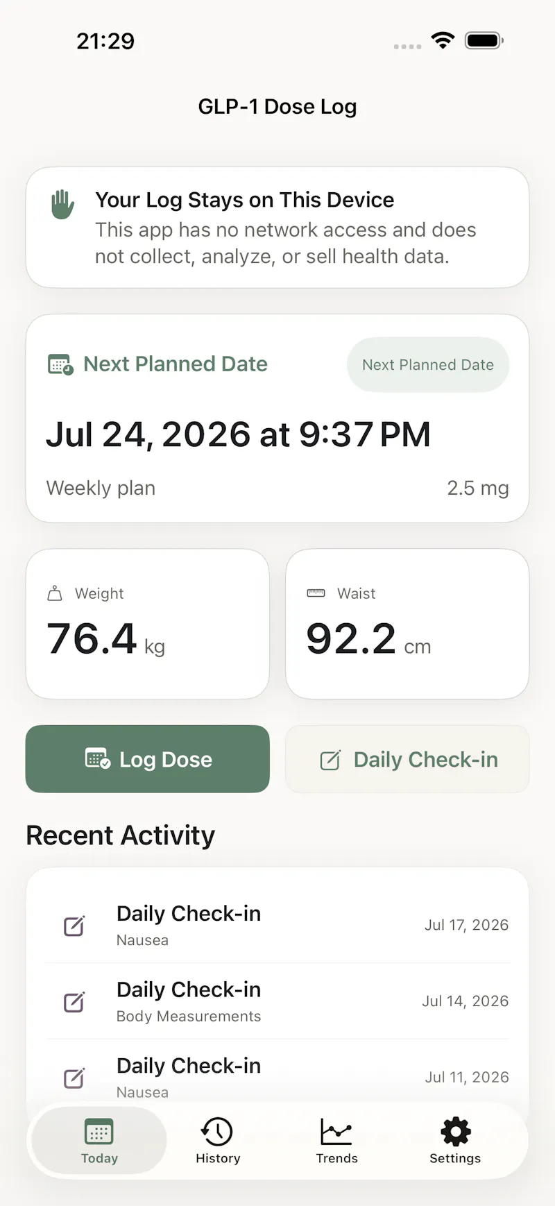 GLP-1 Dose Log screenshot 1
