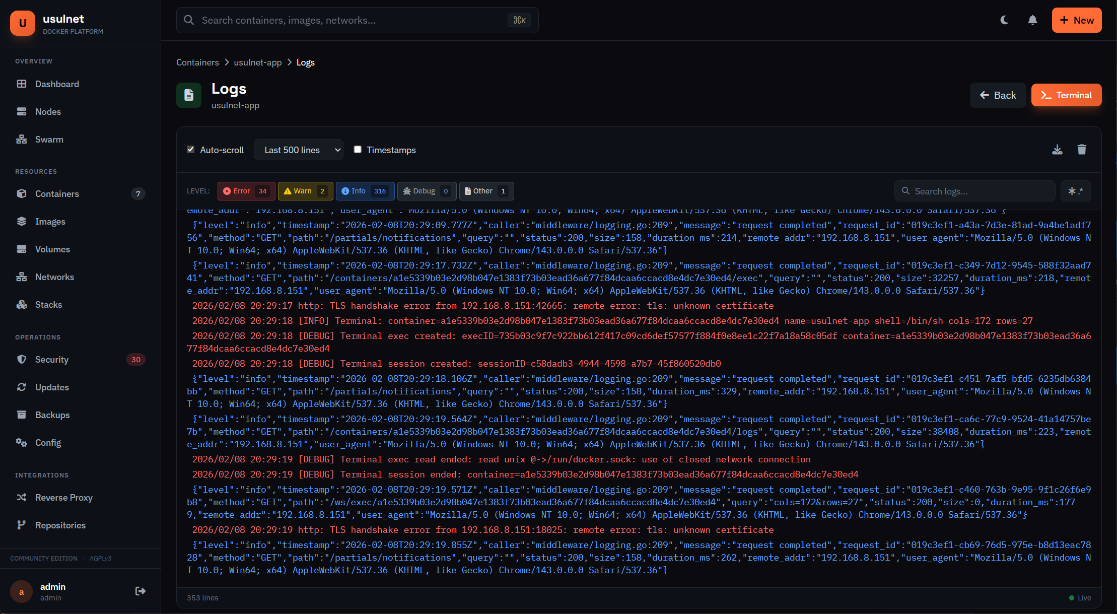 usulnet — DevOps & SysAdmins UI - Screenshot 4 showing product features and functionality