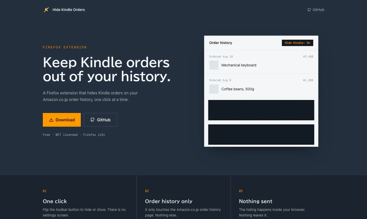 Hide Kindle Orders gallery image