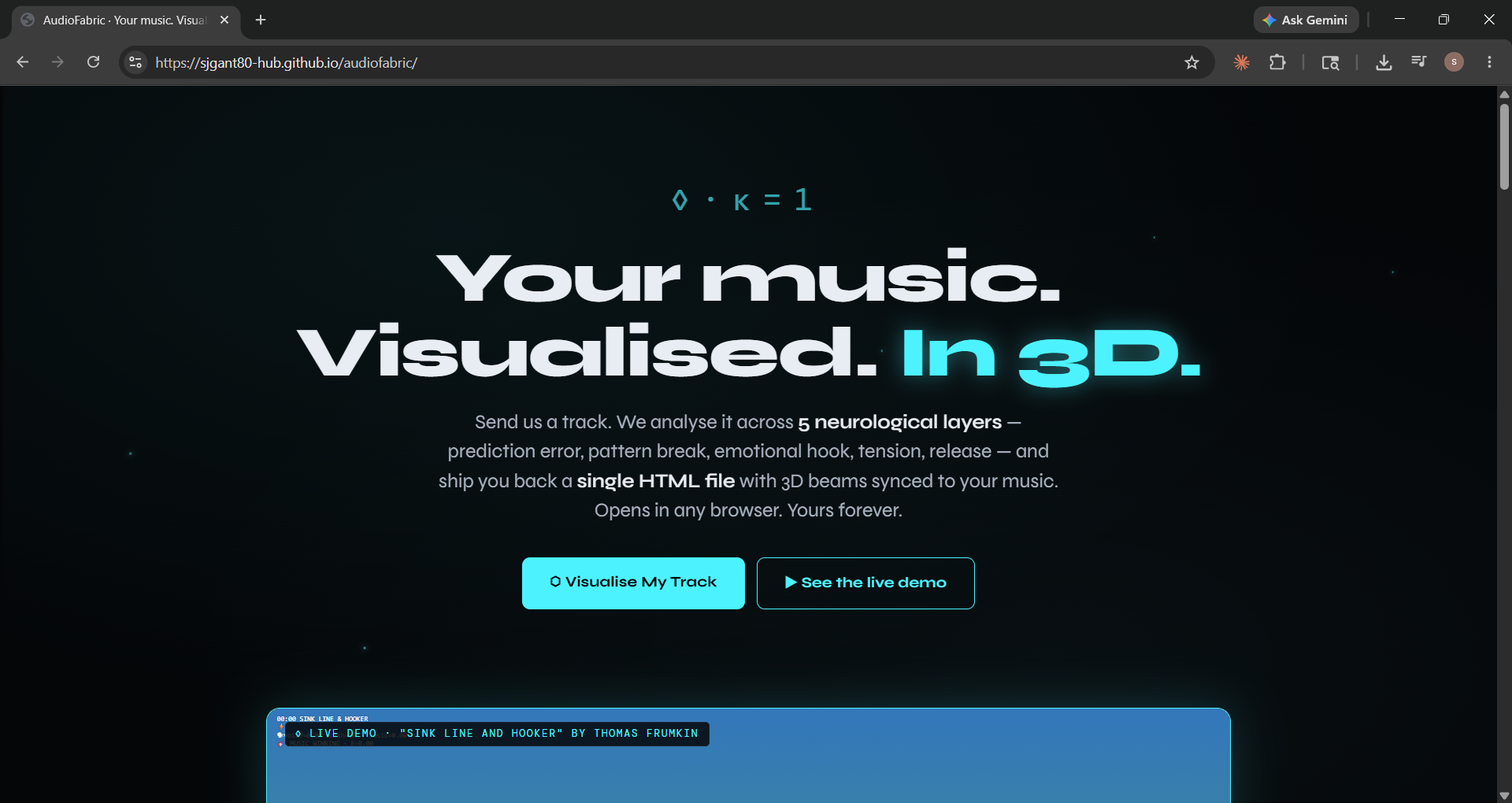 AudioFabric Your music Visualised. In 3D