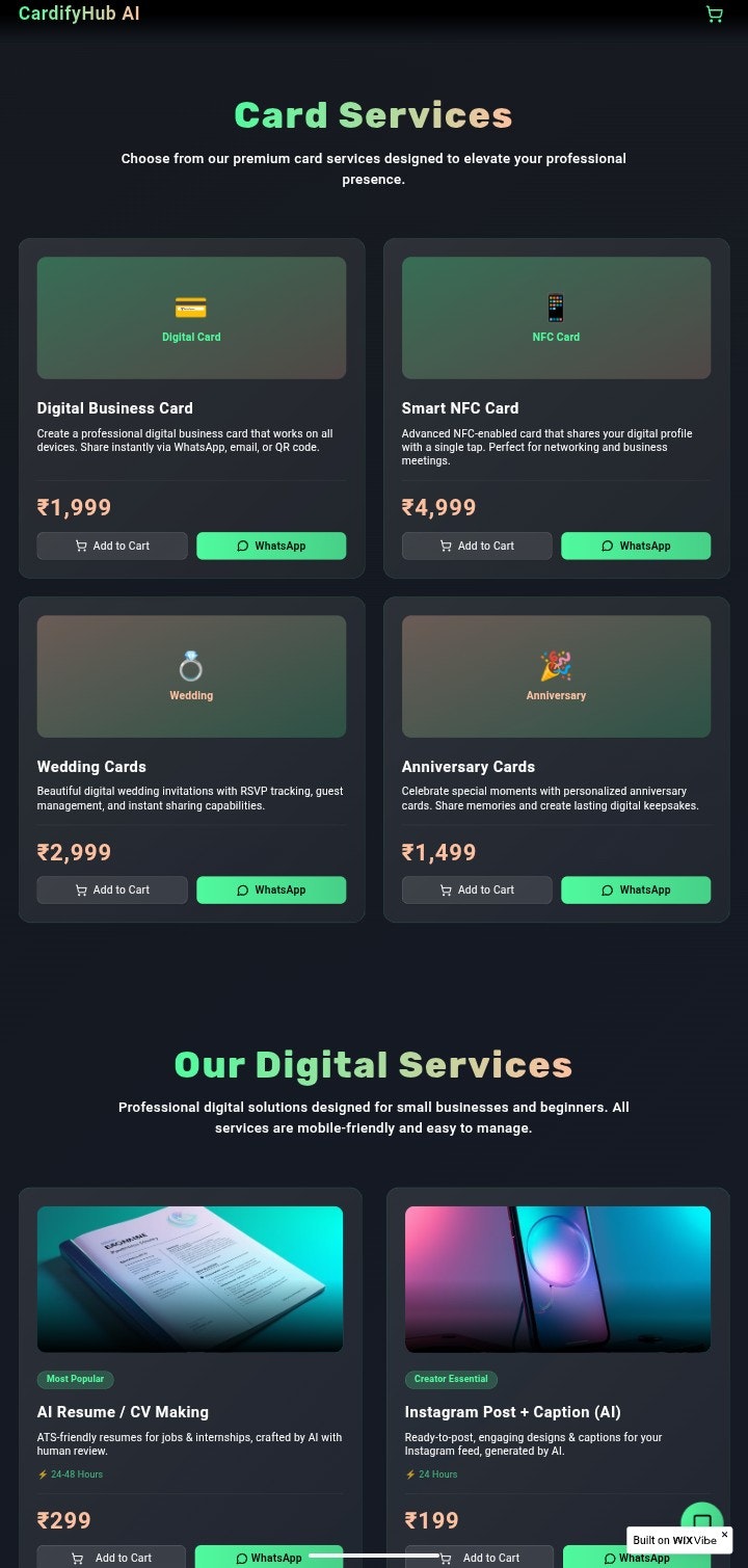 cardifyHubAi  - Screenshot 2 showing product features and functionality