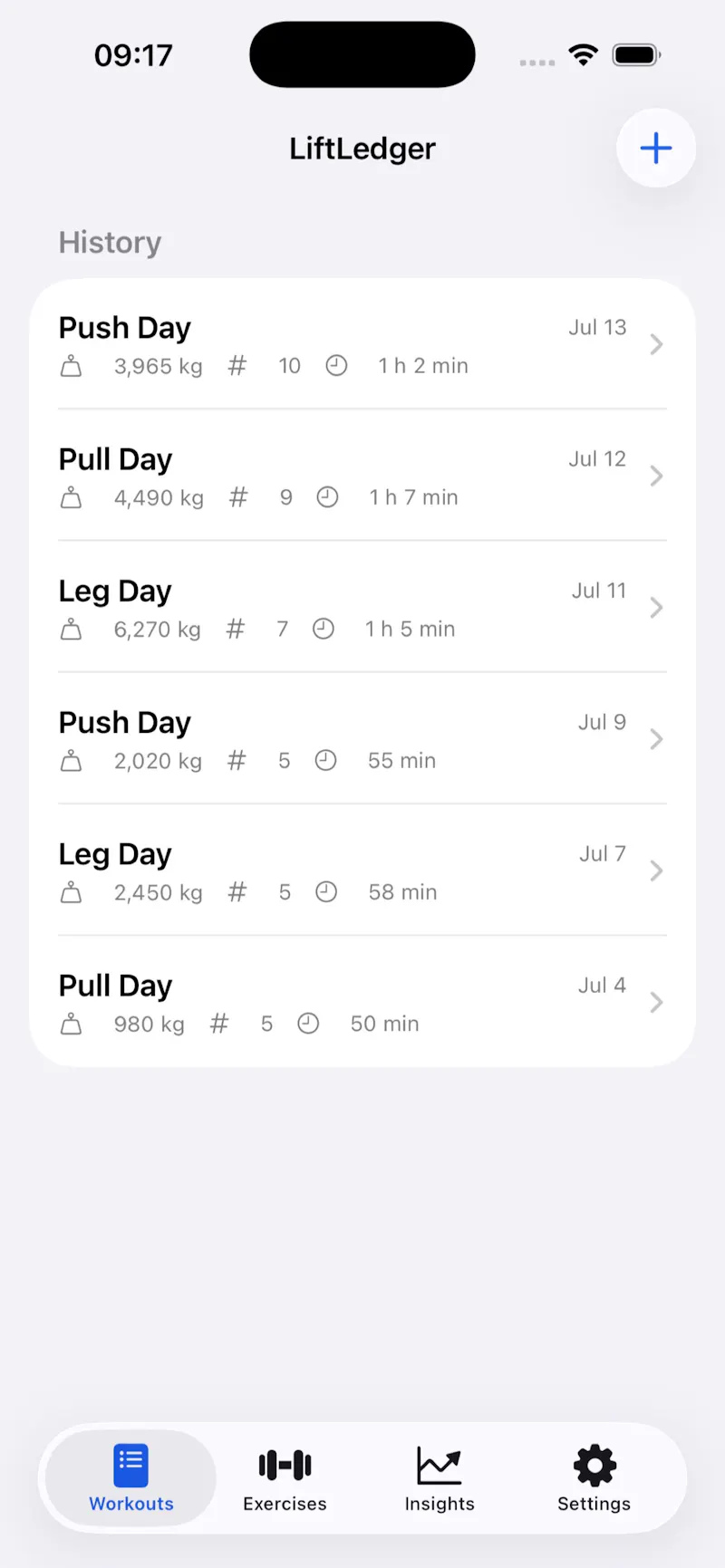 LiftLedger Workout Log screenshot 1