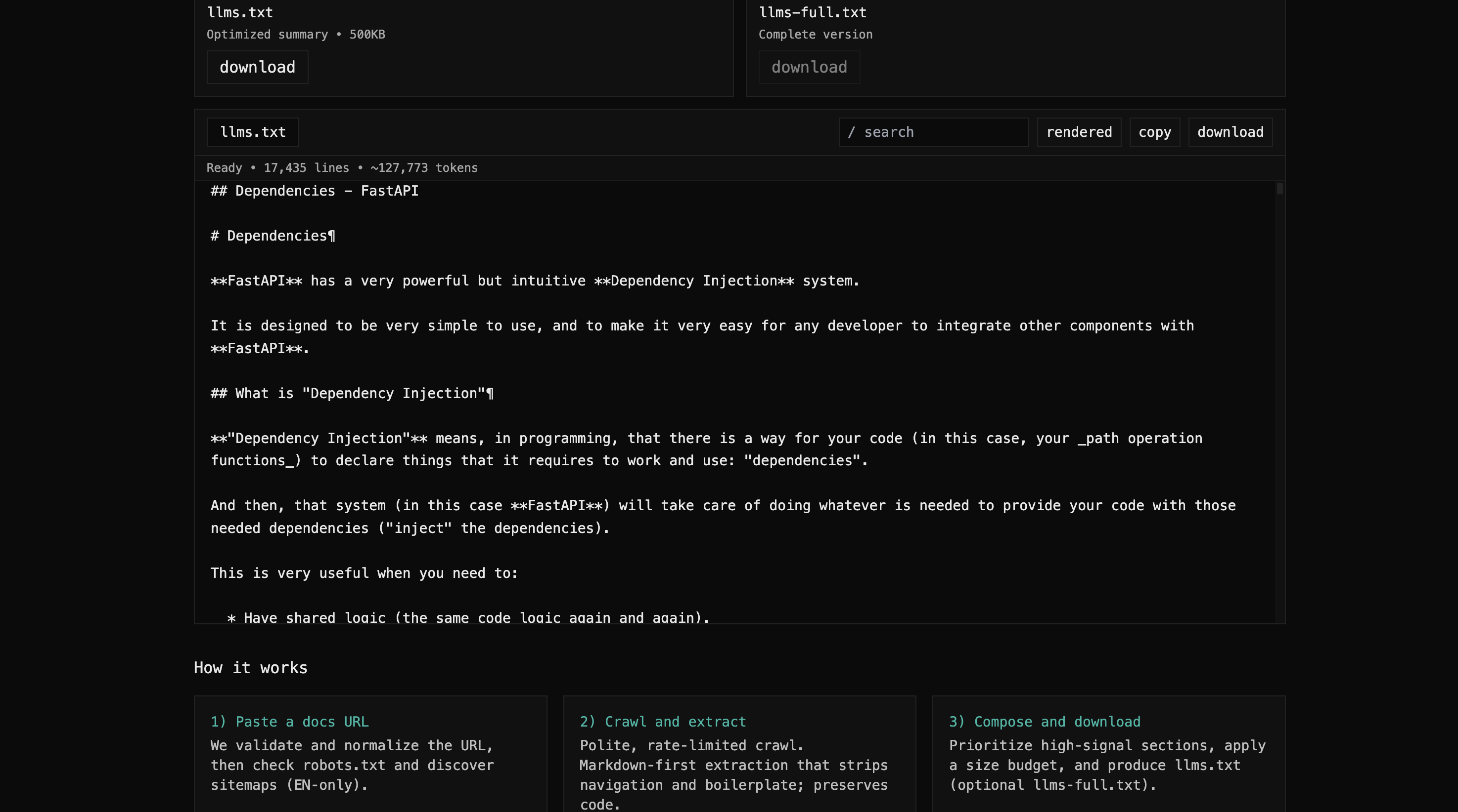 Documenti puliti per LLMS - Crawl Docs.Comporre LLMS.txt concise. media 5