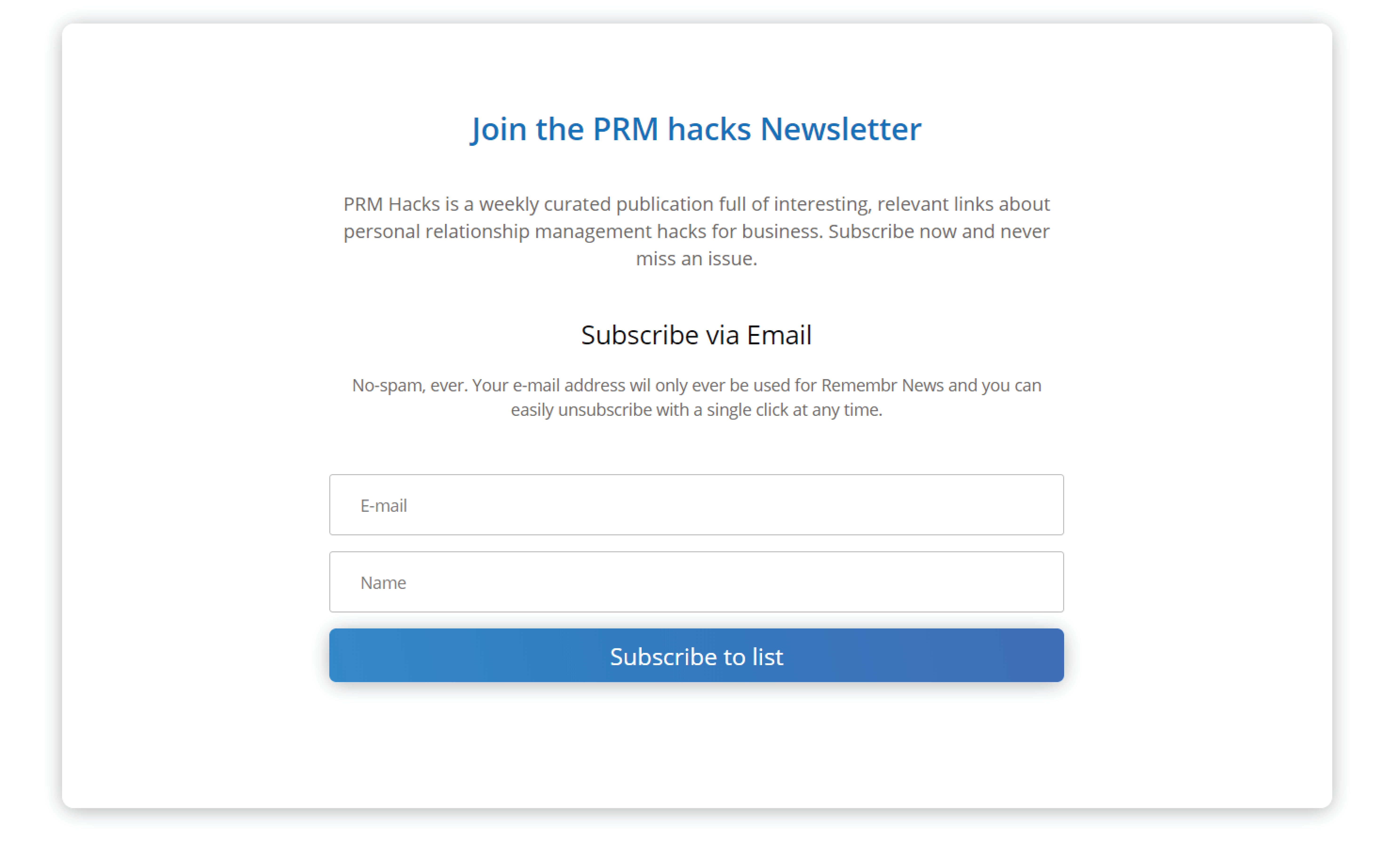 PRM hacks Newsletter