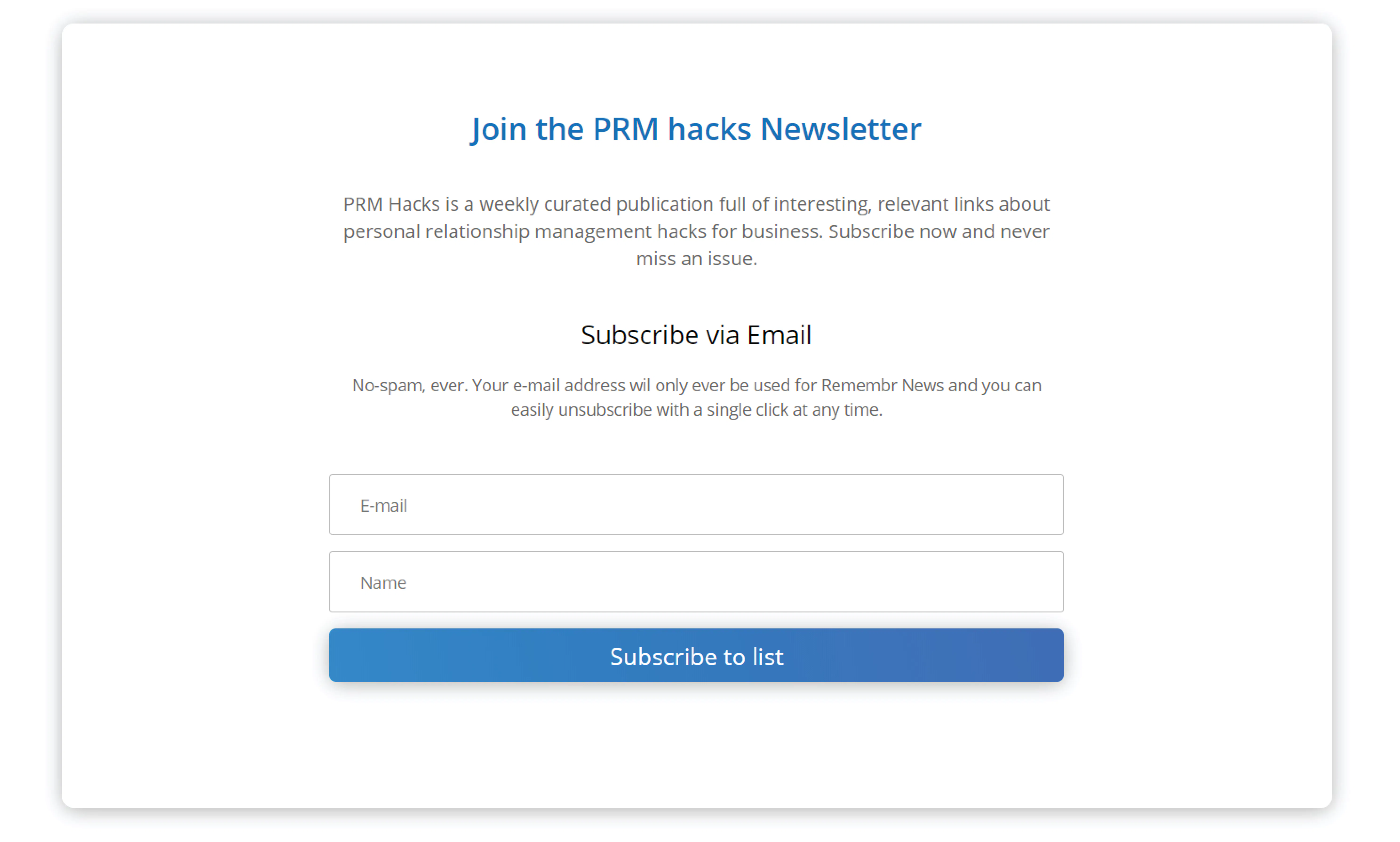 PRM hacks Newsletter