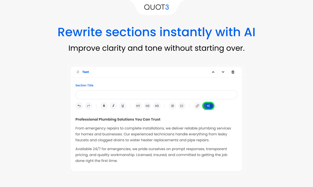 Quot3 - Screenshot 4 showing product features and functionality
