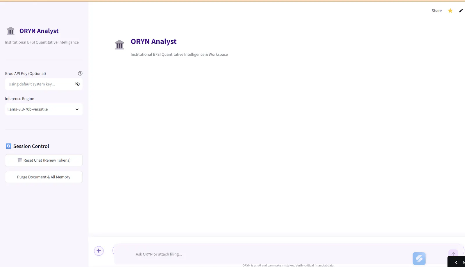 ORYN Analyst screenshot 1