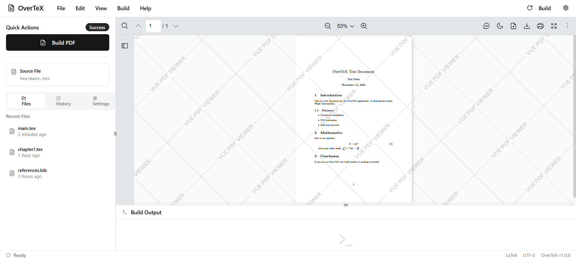 Overtex - Main screenshot showing features and interface