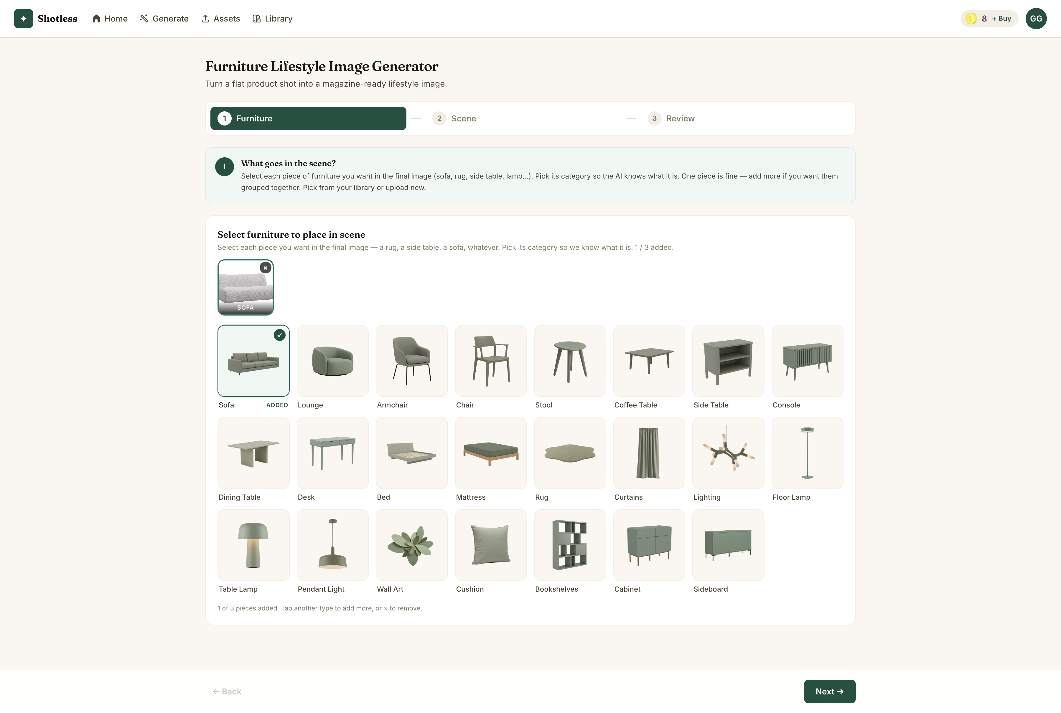Shotless — AI photo studio for furniture gallery image