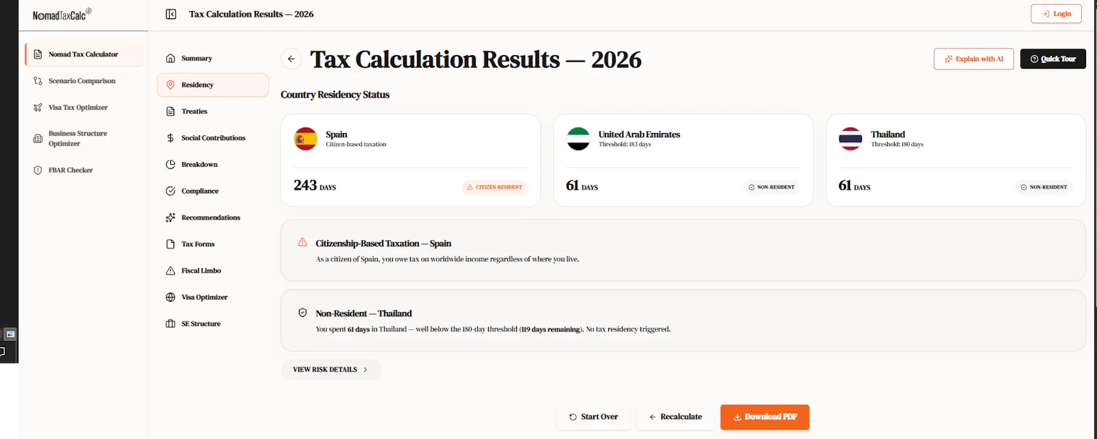 NomadTaxCalc screenshot 3