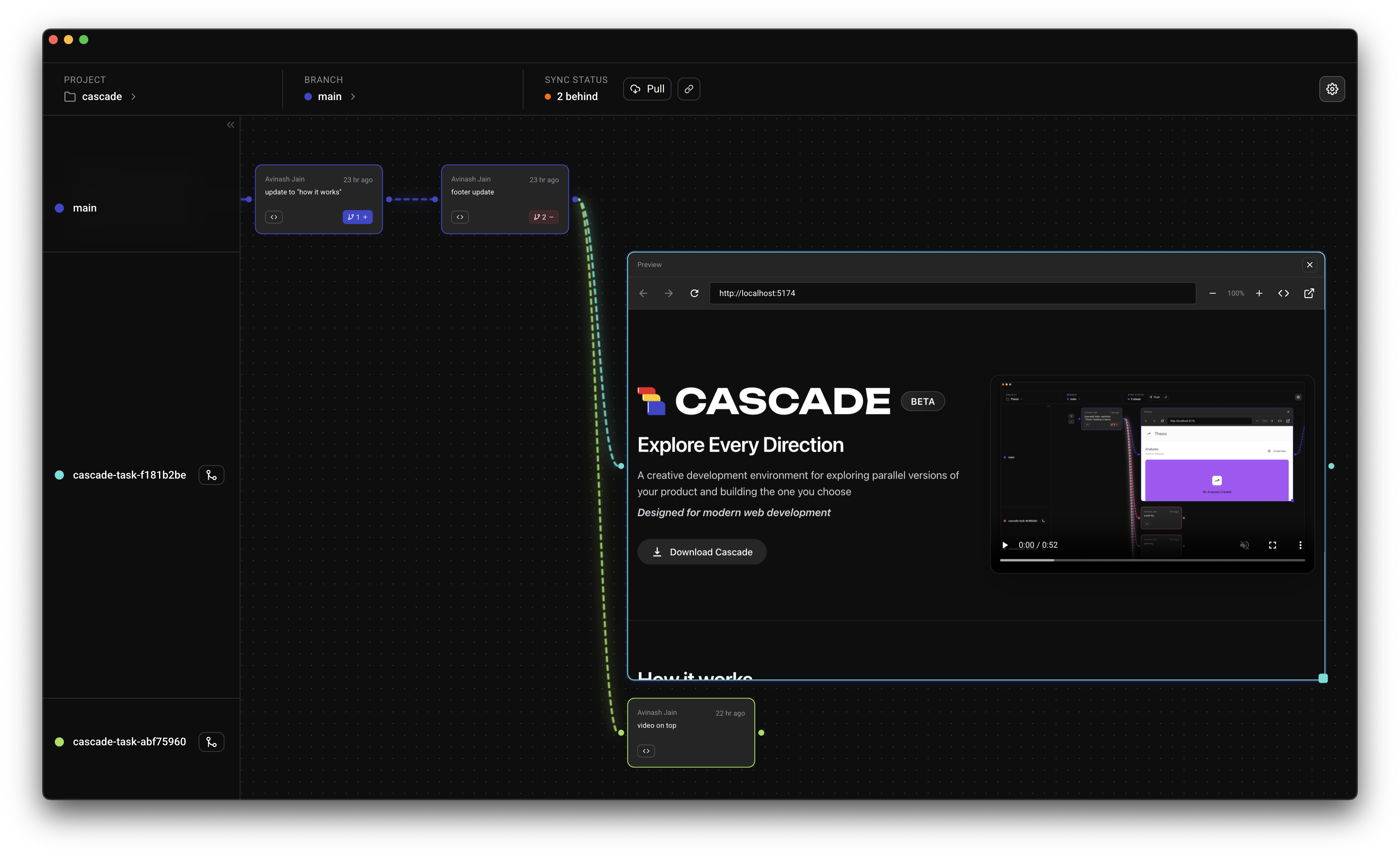 Cascade - Main screenshot showing features and interface
